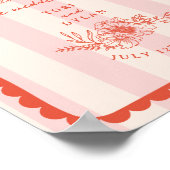 フローラ縁どストライプ結婚歓迎 ポスター (角)