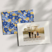 フローラ縁どファミリーフォトブルーイエローカスタム シーズンカード