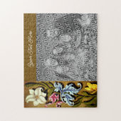 フローラ縁どフパーソナライズされたレームの写真の追加 ジグソーパズル (縦)