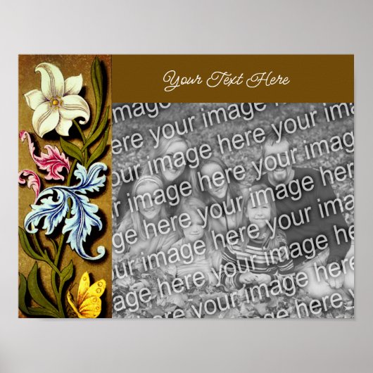 フローラ縁どフパーソナライズされたレームの写真の追加 ポスター (正面)