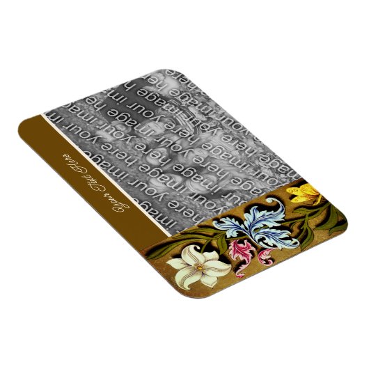 フローラ縁どフパーソナライズされたレームの写真の追加 マグネット (右側)