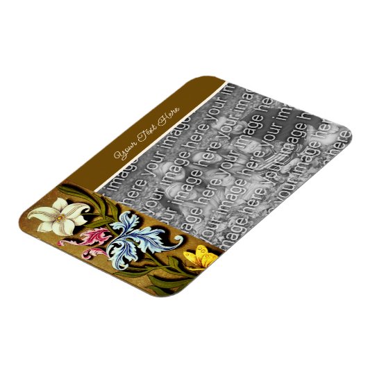 フローラ縁どフパーソナライズされたレームの写真の追加 マグネット (左側)