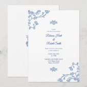 フローラ縁どフランスのトイルブルー招待状04 招待状 (正面/裏面)