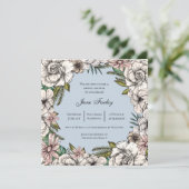 フローラ縁どブライダルシャワー(中性花模様付き) 招待状 (スタンド正面)