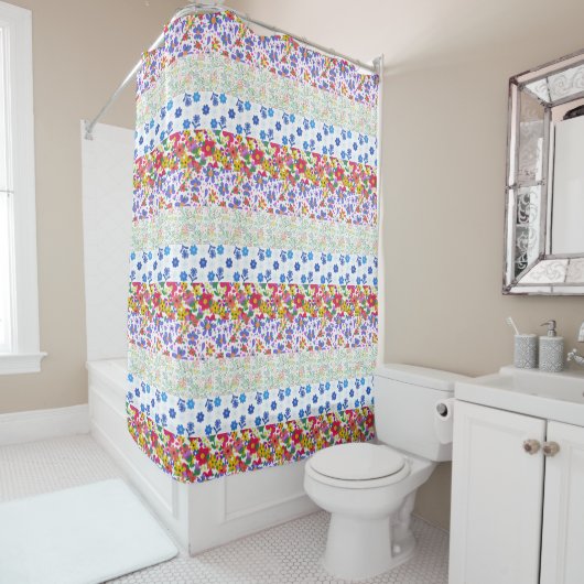 フローラ縁どボホスタイルカントリーコテージ シャワーカーテン (インサイチュ)