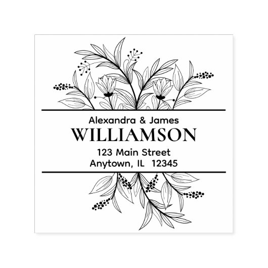 フローラ縁ど差出人住所 セルフインキングスタンプ (デザイン)