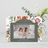 フローラ縁ど横向け写真の誕生のお知らせ 招待状 (スタンド正面)