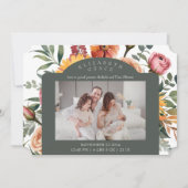 フローラ縁ど横向け写真の誕生のお知らせ 招待状 (正面)