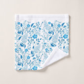 フローラ縁ど花と葉の白い背景 バスタオルセット (ウォッシュタオル)