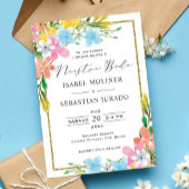 フローラ縁ど金ゴールドヌエストラスペインのボダ結婚ズ 招待状