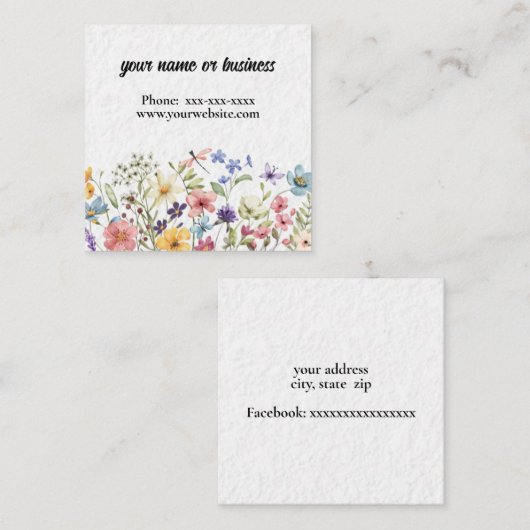 フローラ縁ど スクエア名刺 (正面/裏面)