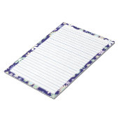 フローラ縁ど- Blue Wide Lled紙8.5"x11" ノートパッド (アングル)