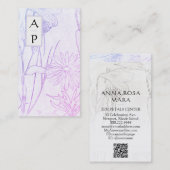 *~*フローラ繊細な花ニュートラルQRフォトロゴBu 名刺 (正面/裏面)