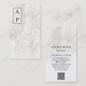 *~*フローラ繊細な花ニュートラルQRロゴ写真Bu 名刺 (正面/裏面)