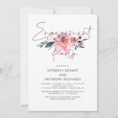 フローラ署名スクリプトのエレガント婚約パーティ 招待状 (正面)