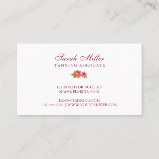 フローラ美しいウーマンボタニカルタンニングサロン 名刺 (裏面)