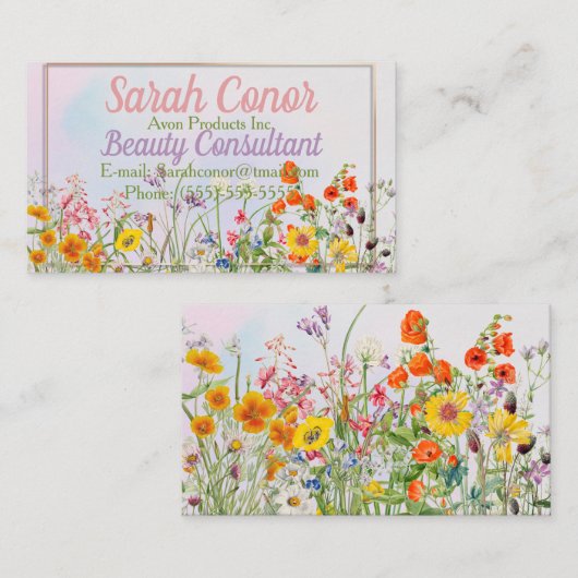 フローラ美しいコンサルタントの名刺 名刺 (正面/裏面)