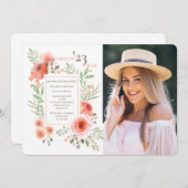 フローラ美しい卒業写真招待状 招待状 (正面/裏面)