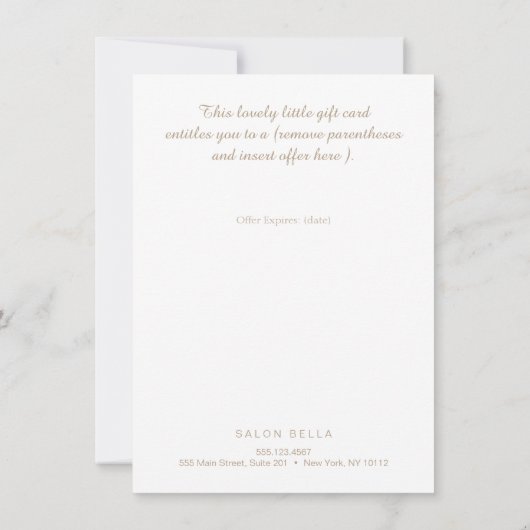 フローラ美しい女子サロン及びスパギフト券 (裏面)