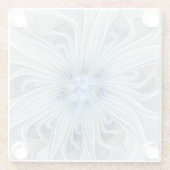 フローラ美しい抽象芸術モダンブルーパステルフラワー ガラスコースター (裏面)