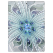 フローラ美しい抽象芸術モダンブルーパステルフラワー クリップボード (裏面)