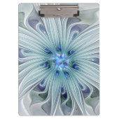 フローラ美しい抽象芸術モダンブルーパステルフラワー クリップボード (正面)