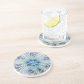 フローラ美しい抽象芸術モダンブルーパステルフラワー コースター (側面)