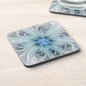 フローラ美しい抽象芸術モダンブルーパステルフラワー コースター (左側)