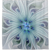 フローラ美しい抽象芸術モダンブルーパステルフラワー シャワーカーテン (正面)