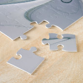 フローラ美しい抽象芸術モダンブルーパステルフラワー ジグソーパズル (側面)