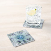 フローラ美しい抽象芸術モダンブルーパステルフラワー スクエアペーパーコースター (インサイチュ)