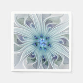 フローラ美しい抽象芸術モダンブルーパステルフラワー スタンダードカクテルナプキン (正面)