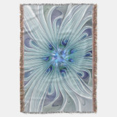 フローラ美しい抽象芸術モダンブルーパステルフラワー スローブランケット (正面縦)