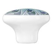 フローラ美しい抽象芸術モダンブルーパステルフラワー セラミックノブ (側面)