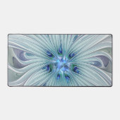 フローラ美しい抽象芸術モダンブルーパステルフラワー デスクマット (正面)