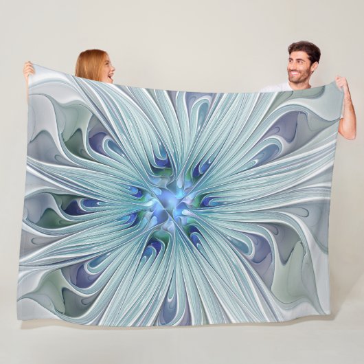 フローラ美しい抽象芸術モダンブルーパステルフラワー フリースブランケット (インサイチュ)