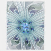 フローラ美しい抽象芸術モダンブルーパステルフラワー フリースブランケット (正面)