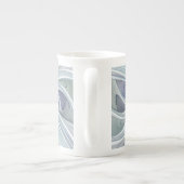 フローラ美しい抽象芸術モダンブルーパステルフラワー ボーンチャイナマグカップ (裏面)