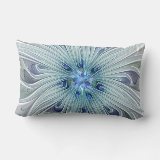 フローラ美しい抽象芸術モダンブルーパステルフラワー ランバークッション (裏面)