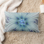 フローラ美しい抽象芸術モダンブルーパステルフラワー ランバークッション (ブランケット)