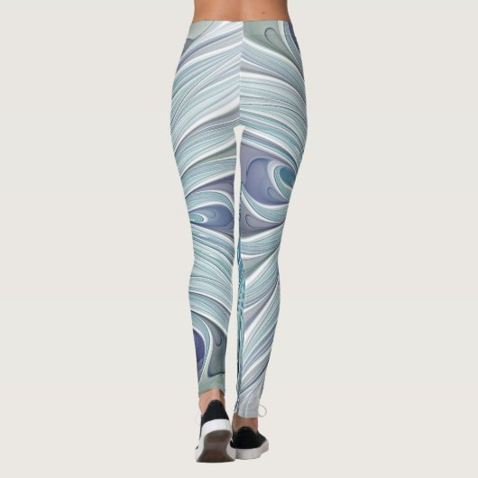 フローラ美しい抽象芸術モダンブルーパステルフラワー レギンス (裏面)