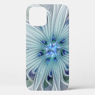 フローラ美しい抽象芸術モダンブルーパステルフラワー iPhone 12 PROケース
