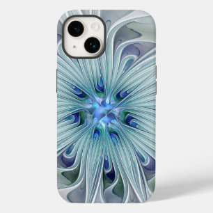 フローラ美しい抽象芸術モダンブルーパステルフラワー Case-Mate iPhone 14ケース