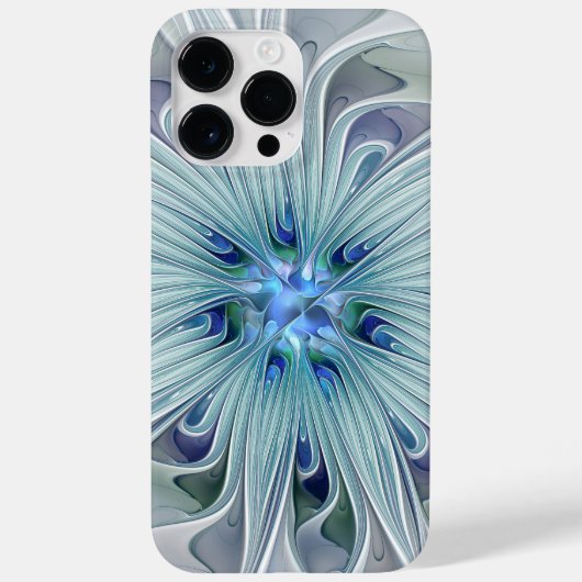 フローラ美しい抽象芸術モダンブルーパステルフラワー Case-Mate iPhoneケース (裏面)