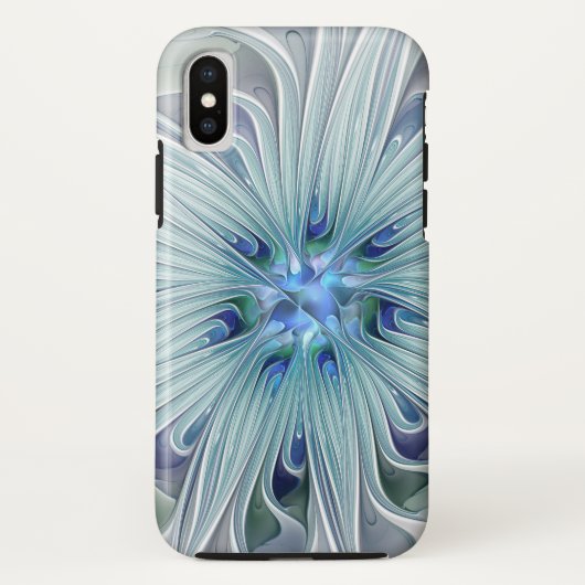 フローラ美しい抽象芸術モダンブルーパステルフラワー Case-Mate iPhoneケース (裏面)