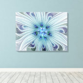 フローラ美しい抽象芸術モダンブルーフラワートリプチチ キャンバスプリント (インサイチュ (ウッドフロア))