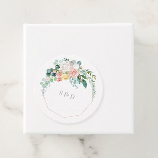 フローラ美しい結婚モノグラムメッセージカード フェイバータグ (インサイチュ)