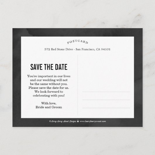 フローラ美しい編集可能なカラー写真日付の保存 案内ポストカード (裏面)