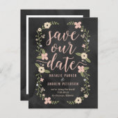 フローラ美しい編集可能カラー日付カードの保存 案内ポストカード (正面/裏面)