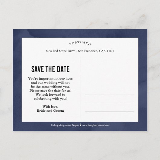 フローラ美しい編集可能カラー日付カードの保存 案内ポストカード (裏面)